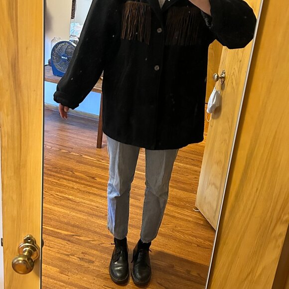 Rad vintage wool coat with suede fringe - Picture 3 of 5